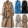 Women Overcoat Solid Slim Fit Coat Jacket Long Outerwear Windbreaker Trench