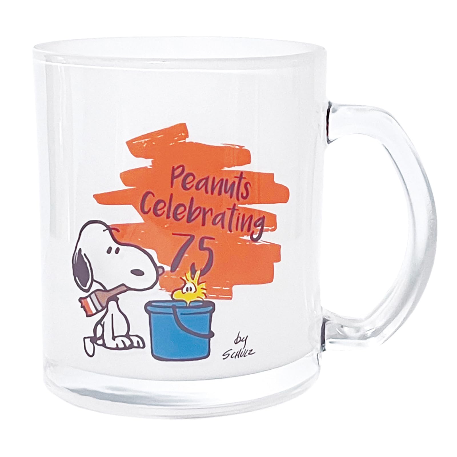

Peanuts 75th Anniversary Snoopy Mug, Glass, Approx. 320ml, Character Merchandise, Tableware, Anniversary Tableware, Painted, Made in Japan, 626108