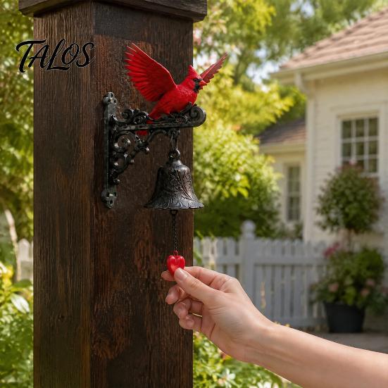 Holiday Decoration for Home Red Bird Garden Bell, Vintage Style Wall Mounted Outdoor Dinner Unique Decor Gift Yard Porch Patio Entryway Farmhouse
