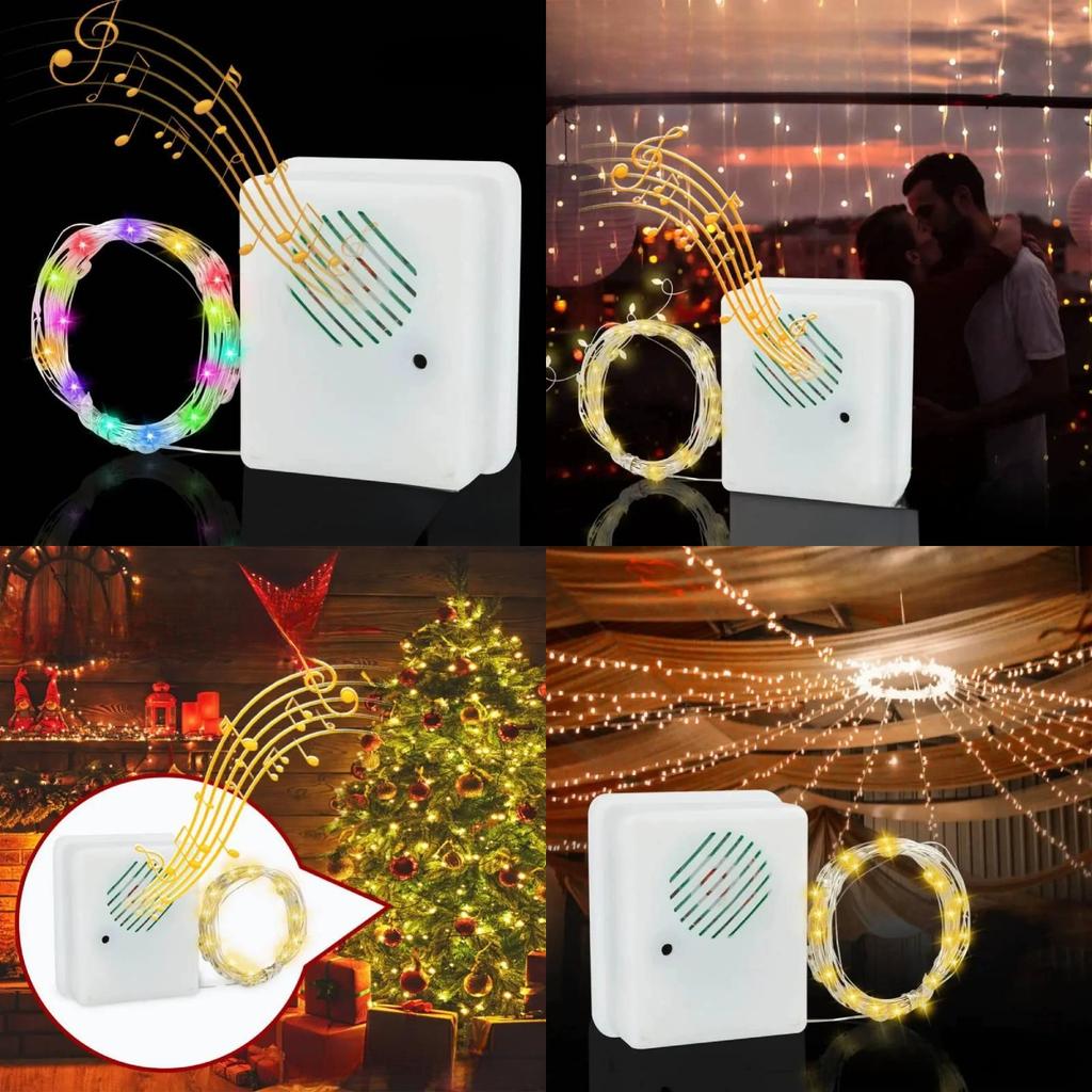 Sensor Sound Christmas Music Speaker With Led String Decorative Lights For Party