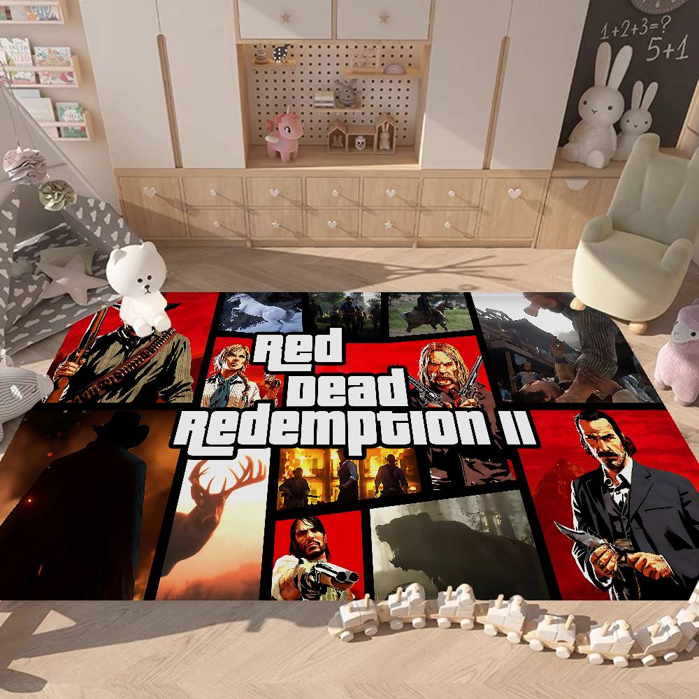 

R-Red Dead Game R-Redemption 2 Hallway Carpet Non-Slip Laundry Room Mat Laundry Decor Balcony Child Living Room Toilet Rug 40x60cm