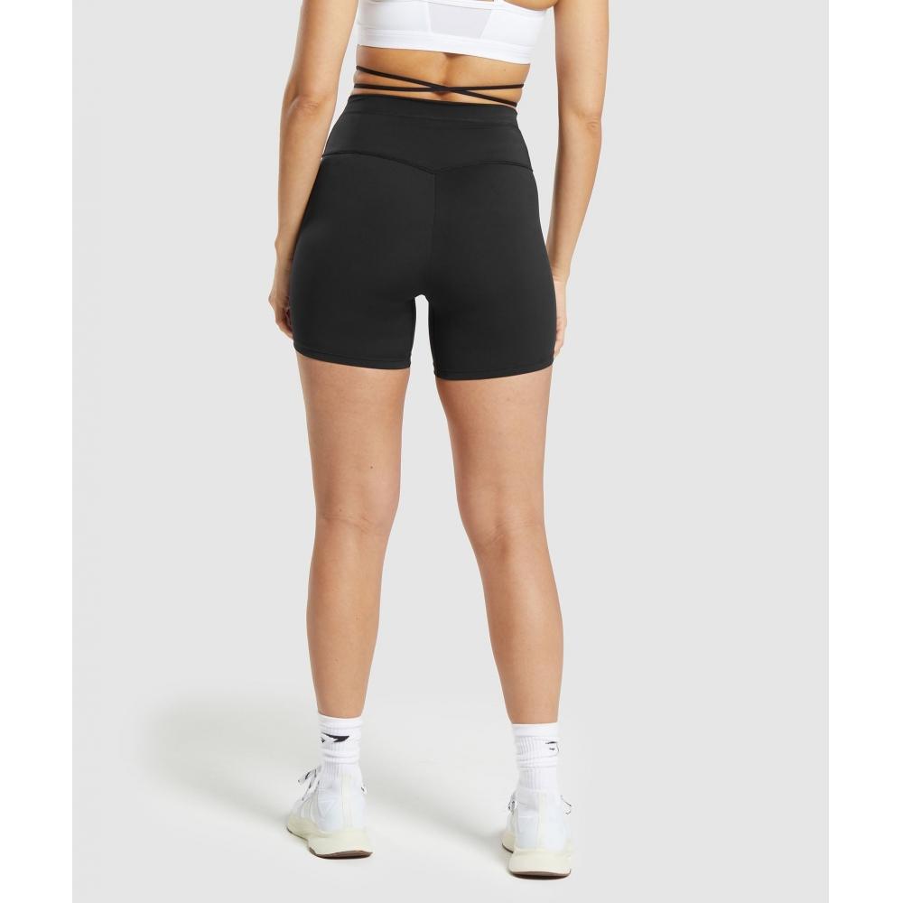 Gymshark Short taille haute avec lien à nouer en ruban noir B8a6l Bb2j