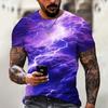2024 Summer New Men's T-Shirt Casual Lightning Cool 3D Digital Printed T Shirts for Men Short Sleeve Tee Oversized Men Clothing