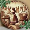 Vintage 20x20cm Rustproof Metal Tin Sign for Laundry Room, Home Bar, Cafe, Garage, Farmhouse Decor