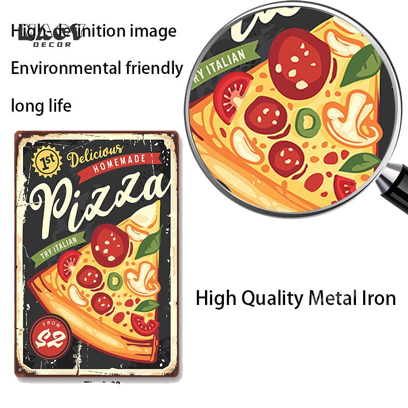 Coffee Ice Cream Metal Tin Signs Pizza Beverage Burger Fruit Poster Cafe Sign Plate Home Kitchen Dinning Wall Decoration Plaques
