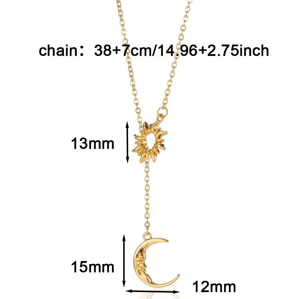 2025 Sun Moon Coin Pendant Necklace For Women Cute Fashion Gold Color Stainless Steel Round Necklace Sweet Jewelry Her Gifts