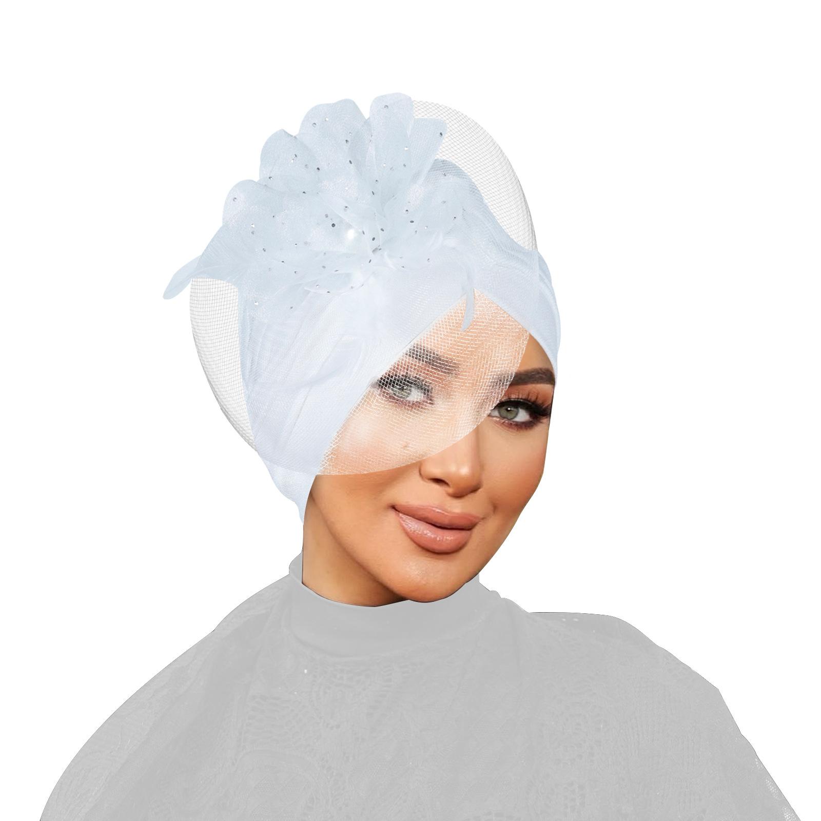 

Женский фасцинатор сетчатая вуаль цветок перо жемчуг бини