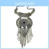 Tassel Long Necklace With Multi Layer Alloy Pendant For Trendy Retro Outfits