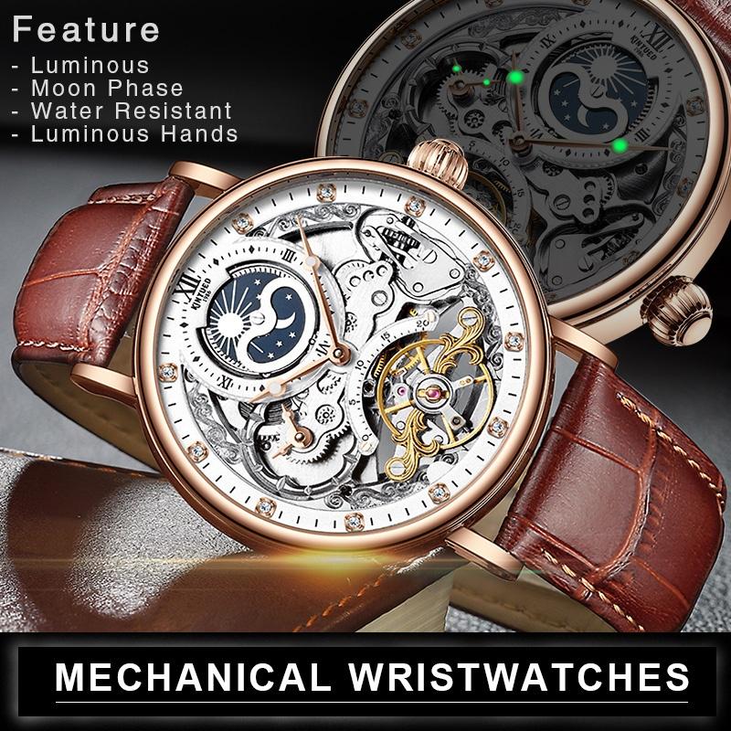 Men Skeleton Watches Mechanical Automatic Watch Men Tourbillon Sport Clock Casual Business Moon Watch