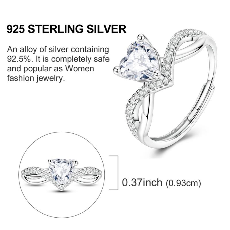 Original 925 Silver Ring Sparking Sun Moon Rose Feather Open Rings for Women Girls Jewelry Birthday Anniversary Engagement Gifts