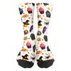 Unisex Breathable Mid-Calf Socks Halloween Patterned Comfortable Stretch Crew Socks Suitable for Daily Wear and Seasonal Use