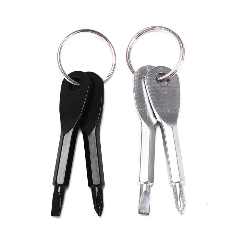 2Pcs/Set Multi Tool Key Ring Screwdriver Outdoor Pocket Tool Set With Keychain