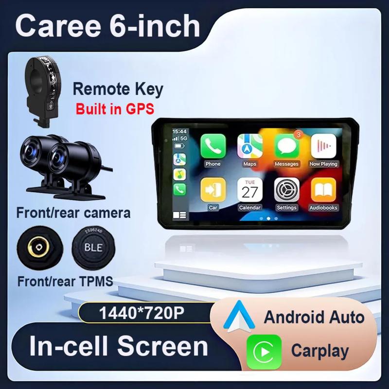 

6 inch Screen Motorcycle Navigation GPS Wireless CarPlay Android Auto Motorcycle GPS Motor DVR Monitor TPMS Optional