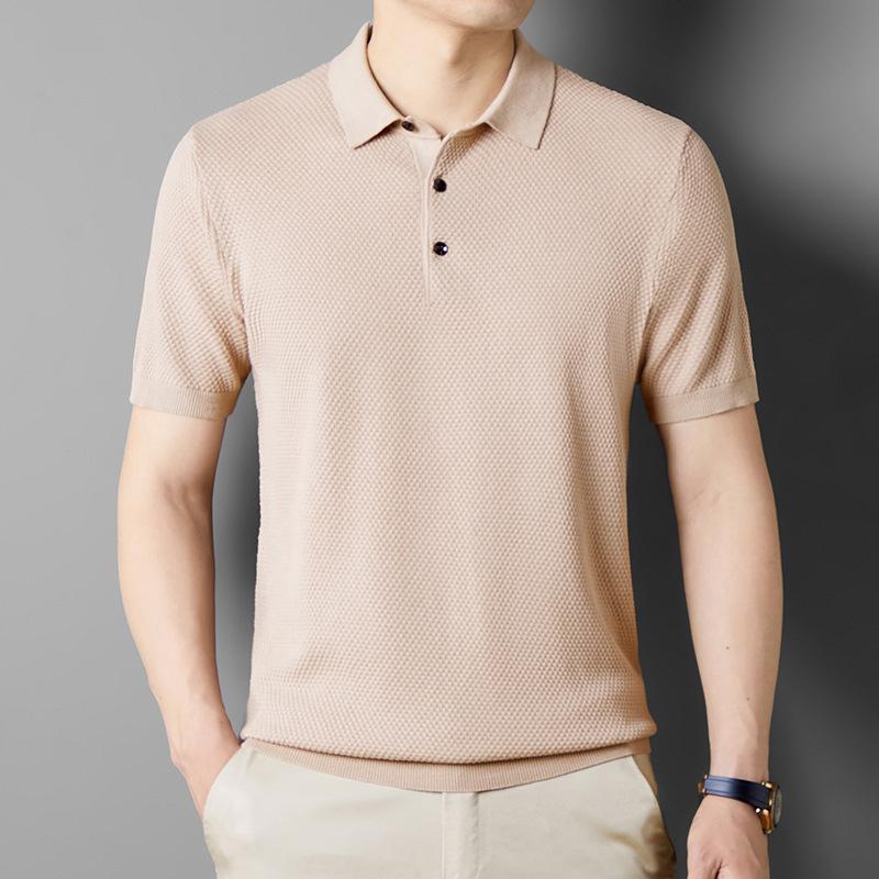 

Men s Polo Shirt Short-sleeved High-end Lapel T-shirt Men s Summer Business Casual Men s Clothes 4XL верблюд