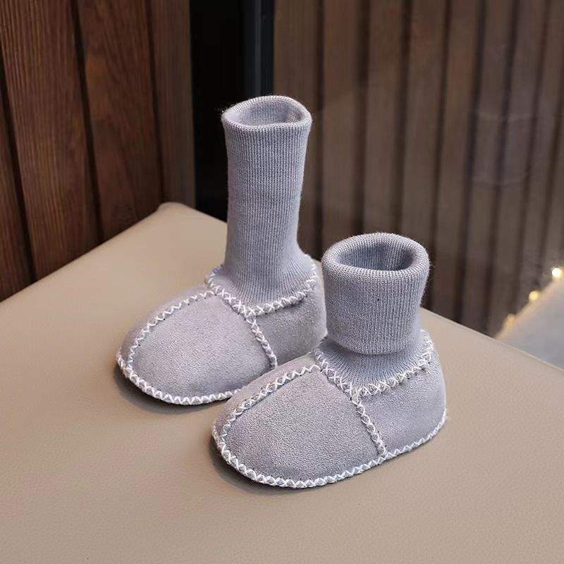 Winter Soft-soled Newborn Baby Cotton Shoes 0-6 Months Thickened Baby Anti-drop Socks Shoes Keep Warm and Do Not Lose Fluff Shoes