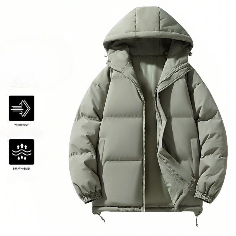 Winter Warm Hooded Jackets for Men Casual Windproof Coat Padded Thicken Parka Jacket Men's Quilted Full Zip Windbreaker Insulated Jackets with Hood