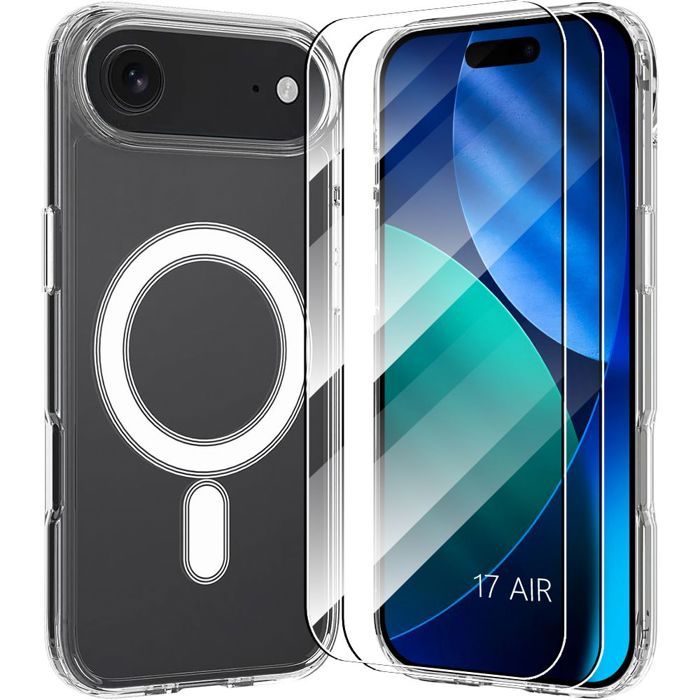 Case for iPhone Air - BOOLING - Shockproof with Transparent Magnetic Circle - 2 Tempered Glasses