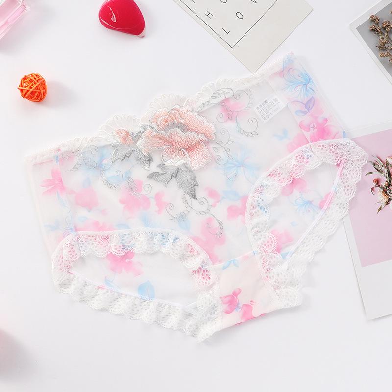 Plus Size Nude Lace Low Waist Embroidered Panties for Women