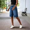 Women's High Waist Wide Leg Denim Shorts Loose Fit Casual Bermuda Shorts For Daily Streetwear