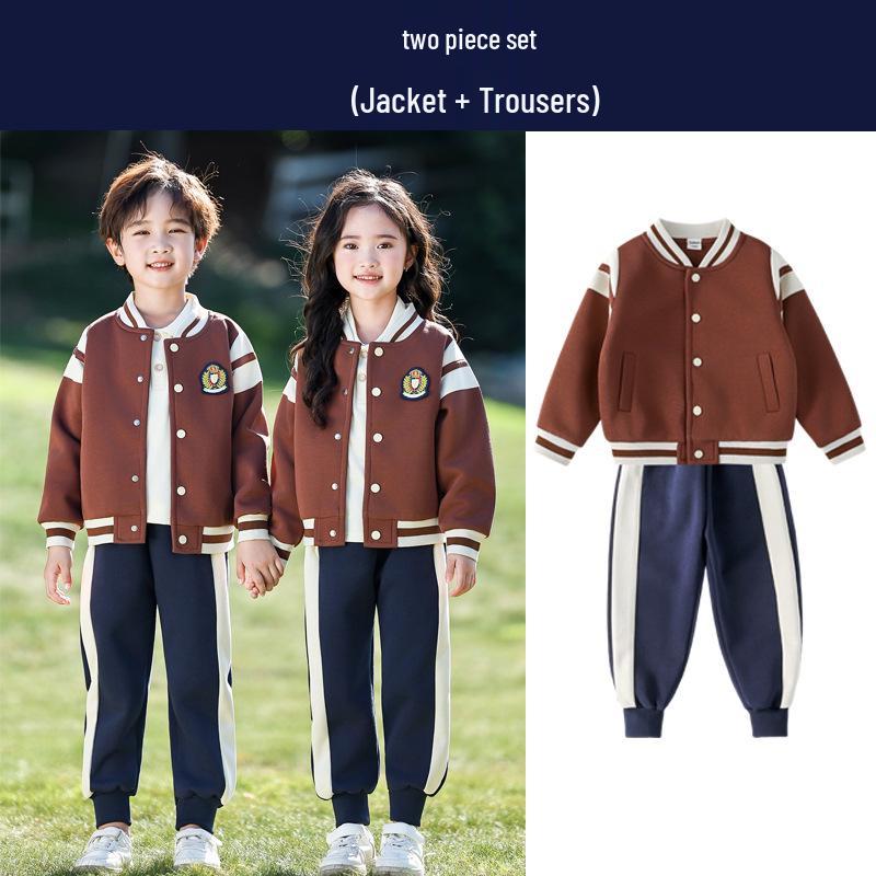 

Khaki Navy Wine Red Spring/Autumn Kindergarten and Elementary School Graduation Sportswear Uniform for Kids 110 cm хаки