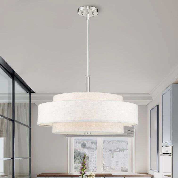 Modern Minimalist Cloth Pendant Light Creative Fabric Rounded Light Fixture Living Room Decor Dining Room Suspension Luminaire