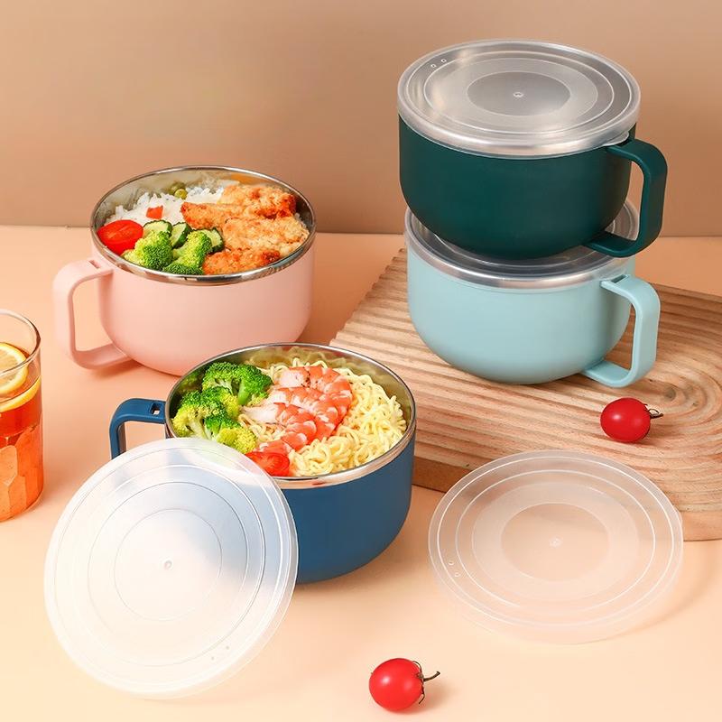 ZISIZ 304 Stainless Steel Instant Noodle Bowl with Lid
