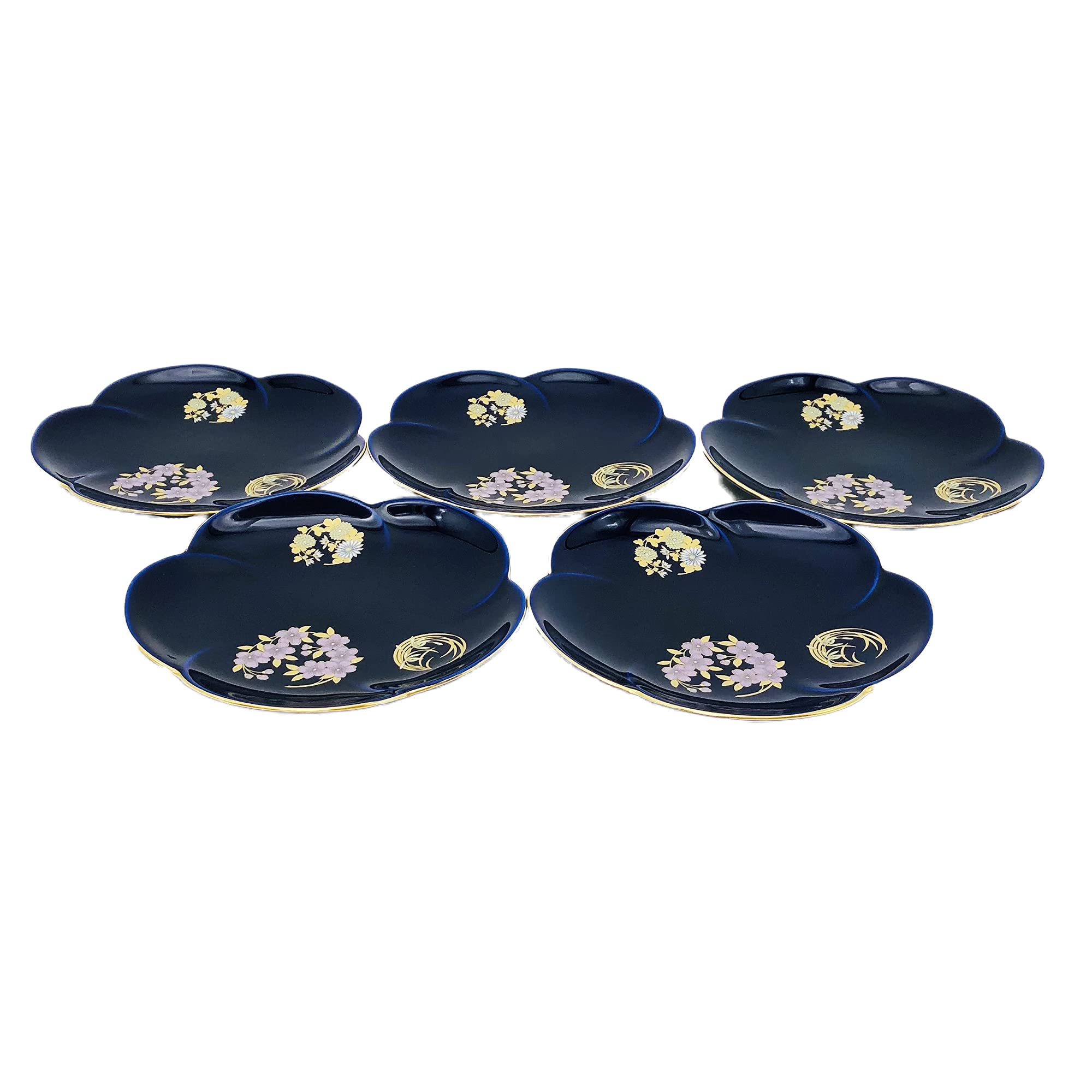 

Koransha Individual Plates with Blue Flower and Circle Set of 5 Pattern, Ruri, 12.7cm, R3003-FS4,