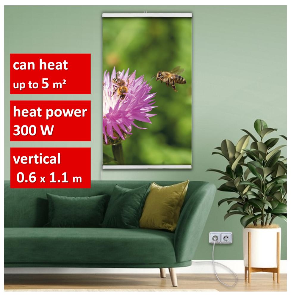 Картина-обогреватель "Пчелы на цветке" на пленке Monocrystal 105x60 см 300 Вт