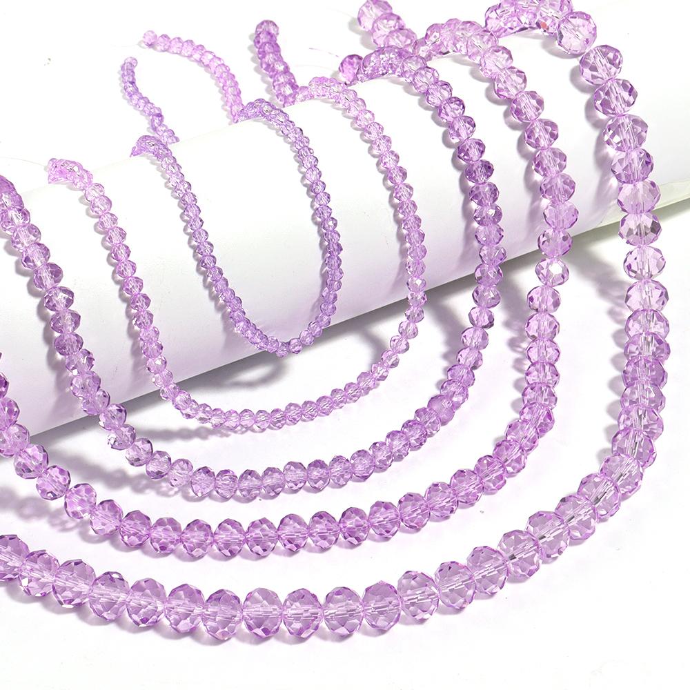 3/4/6/8/10mm Light Purple Faceted Crystal Beads Glass Loose Spacer Beads For Jewelry Making DIY Bracelets Necklace Accessories