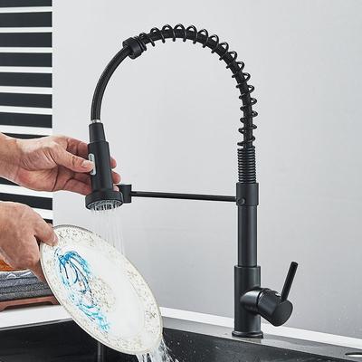 Rozin Matte Black Kitchen Faucet Deck Mounted Mixer Tap 360 Degree Rotation Stream Sprayer Nozzle Kitchen Sink Hot Cold Taps