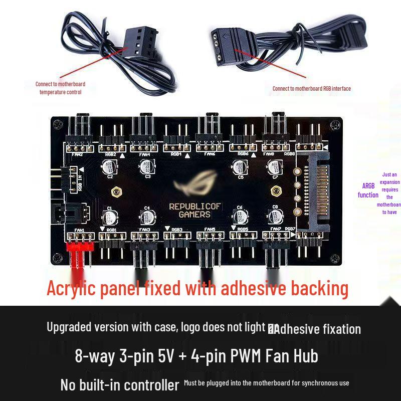 5v3 ARGB Fan Controller with Remote & Sync Hub for PC Cases