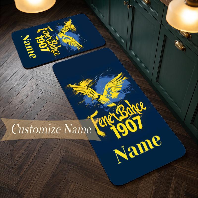 Fenerbahce SK (1) Customize Name Flannel Kitchen Mat Soft Non-Slip Kitchen Floor Runner Rug for Home Kitchen Decor