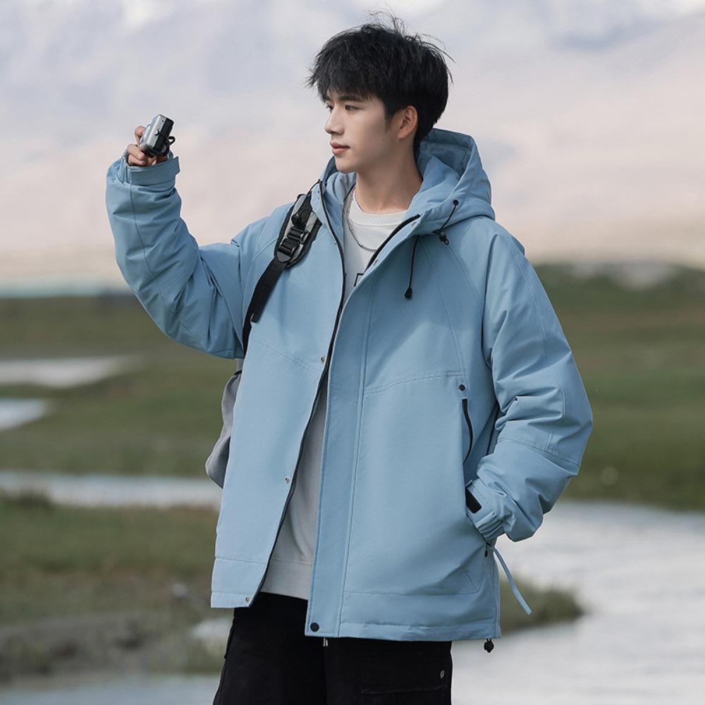 Men's tooling down jacket winter new loose thickened white duck down warm winter hooded jacket down jacket