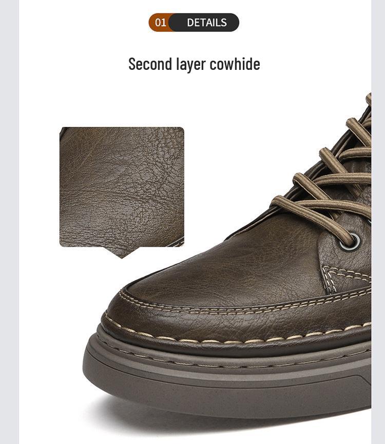 Men's Retro High-Top Sneakers | Thick-Soled, Casual, Invisible 6cm Height Boost, Autumn Trend