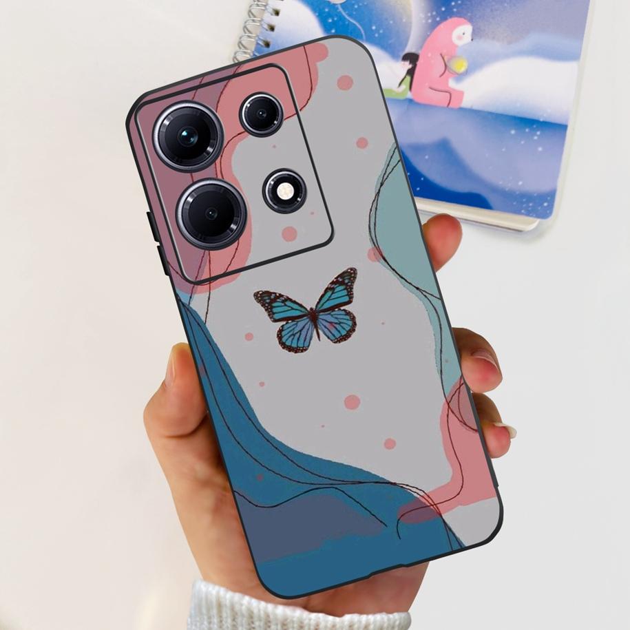 For Infinix Note 30i Case Stylish Flower Black TPU Shockproof Bumper For Infinix Note 30 Pro X678B Phone Cover Note 30 5G Fundas