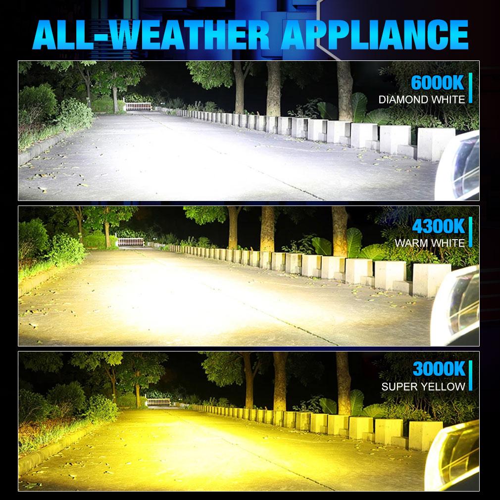 2Pcs H4 LED Headlight H11 Canbus 20000Lm 6000K 4300K 3000K 3 Color Changing Front Light Bulbs H8 9005 HB3 9006 HB4 9012 Hir2 H27 880 881 Auto Fog Lamp