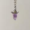 Yuji Retro Style Natural Amethyst Hexagonal Column Witch Hat Pendant, Niche Unique Simple Pendant
