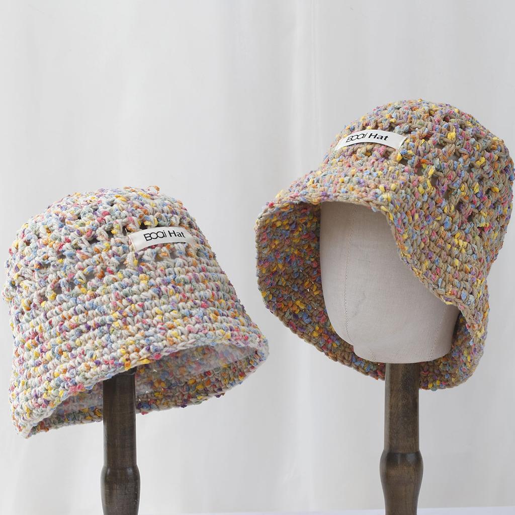 five pointed star Colorful fringe Woolen Hat Women's Autumn and Winter Cute Handmade Plush Hat Knitted Fisherman Bucket Hats