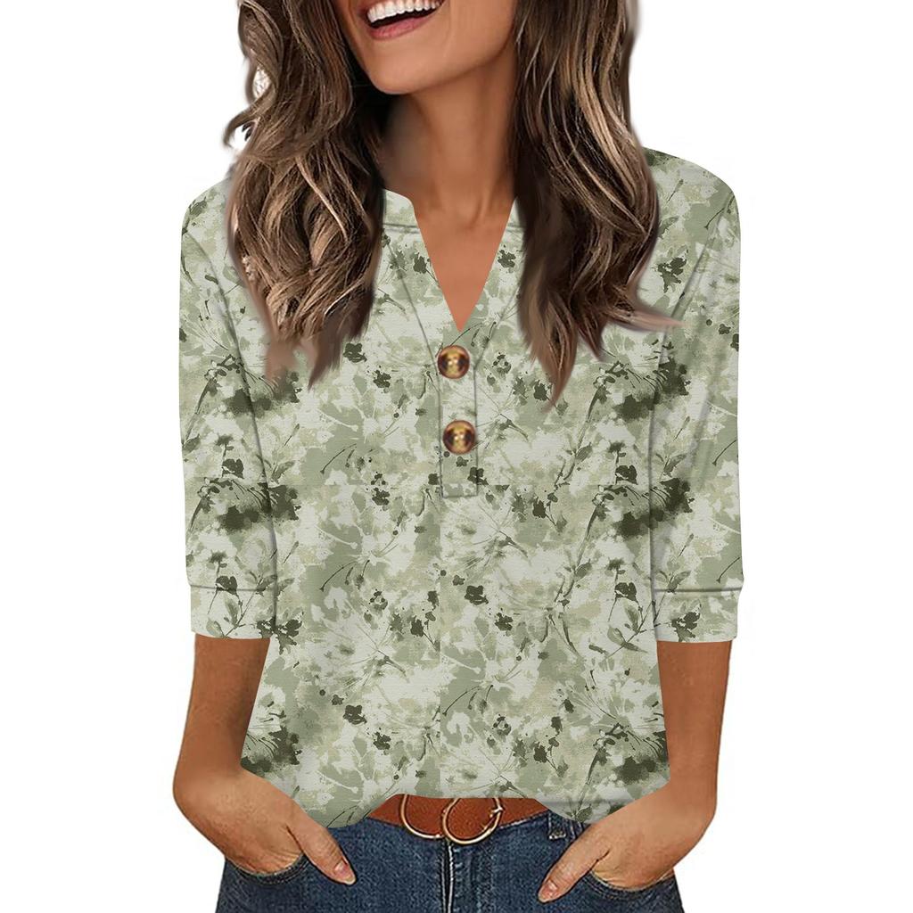 Camisas de Manga 3/4 Heley para Mujer Moda Verano Blusas Ropa para Vacaciones en la Playa