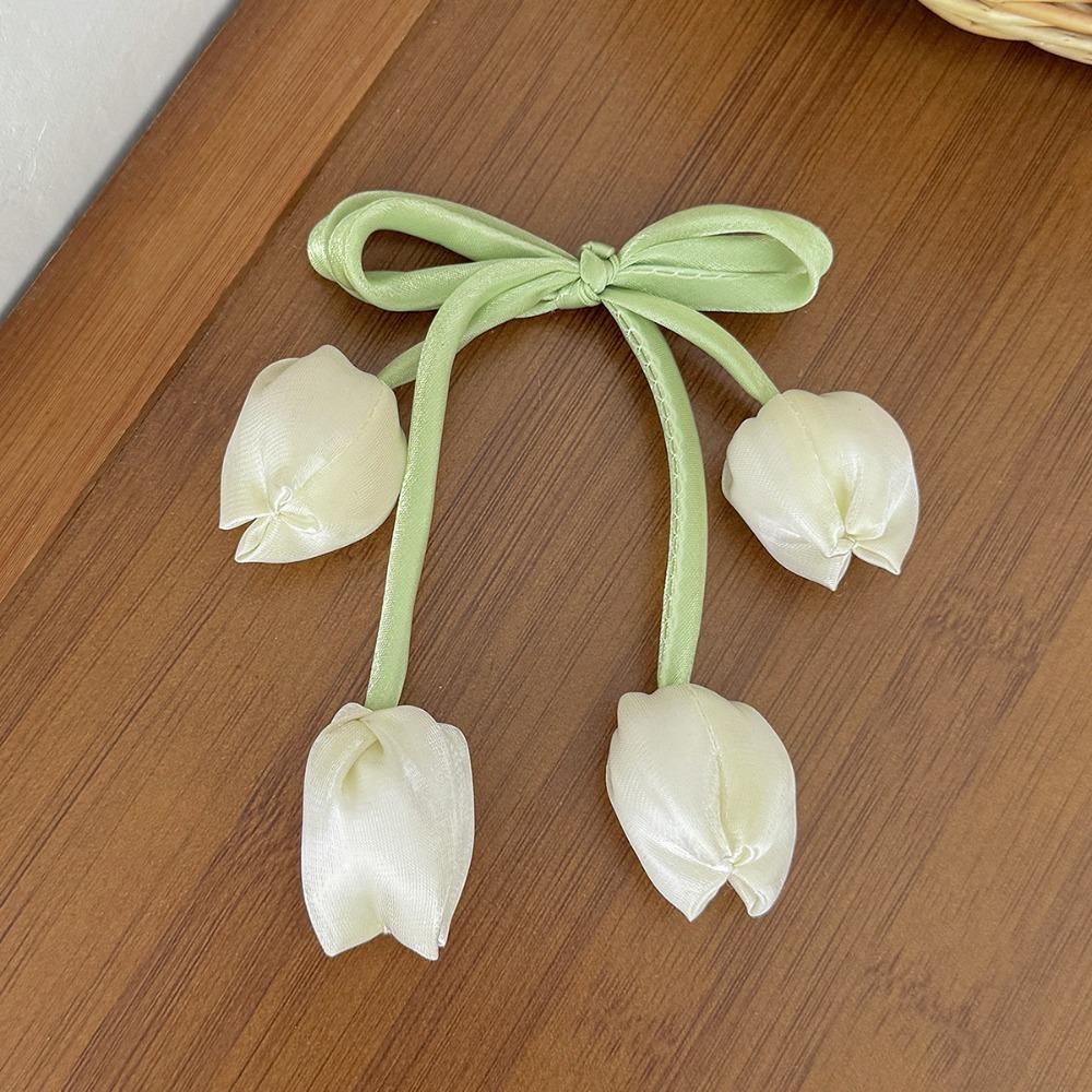 Versatile Chiffon Tulip Hair Clips Elegant Korean Style Floral Hair Clips Pastel Sweet Flower Bow Hairpin Girl Hair Accessories