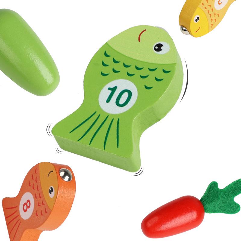Wooden Magnetic Fishing & Counting Blocks Educational Toys for Toddlers 0-3