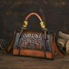 Johnature Chinese Style Embossed Leather Bag Vintage Large Capacity Women's Handbag Versatile Shoulder Bags