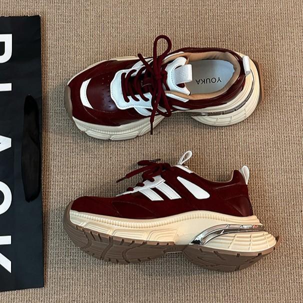 Fashion versatile retro color matching splicing sports dad shoes women's 2025 autumn and winter new casual shoes running shoes trendy shoes