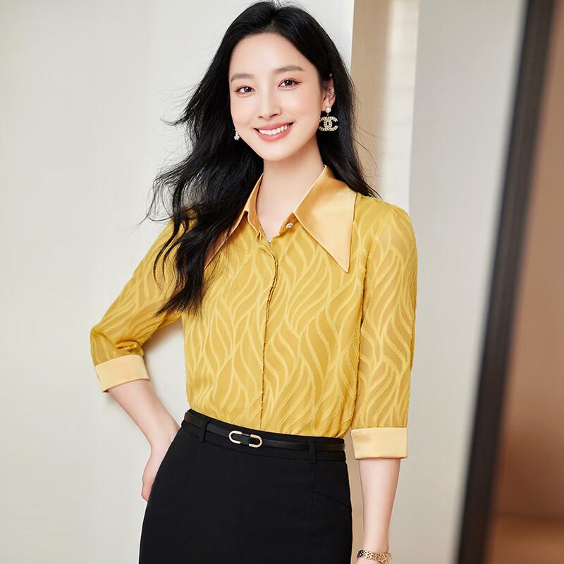Teloman Women s Textured Mid-Sleeve Blouse S
