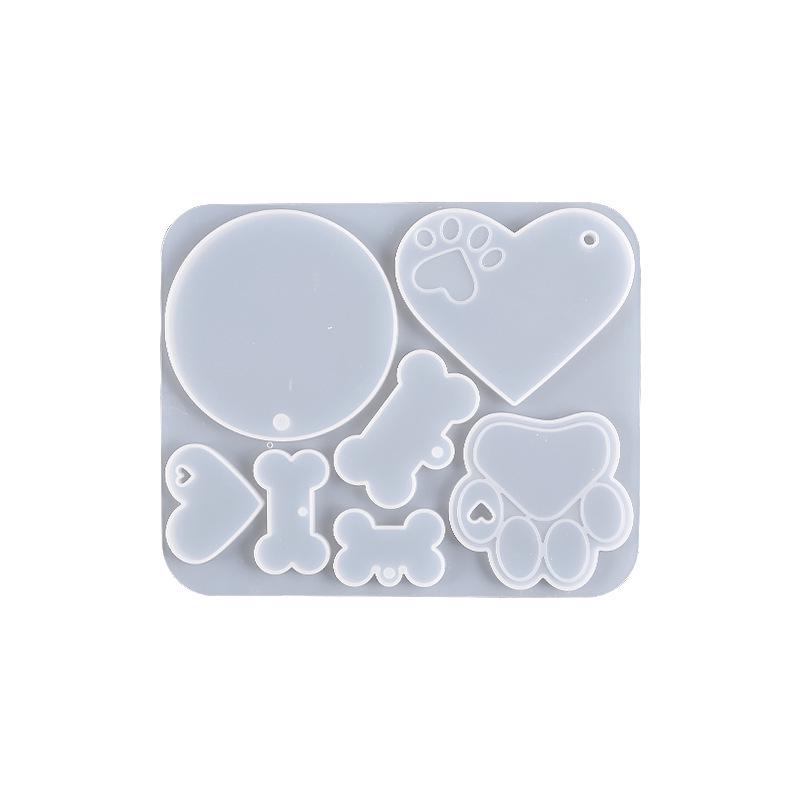 Poppy Crystal Epoxy Silicone Mold for DIY Resin Pet Tags: Heart, Cat Paw, Round, Bone Pendants