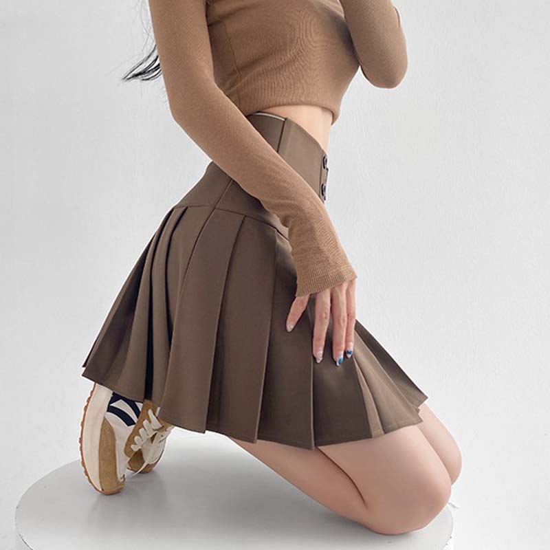 A-line Pleated Skirt for Women Autumn Winter Slim High-waisted Shorts Skirts Vintage Korean Style Plus Size Clothing