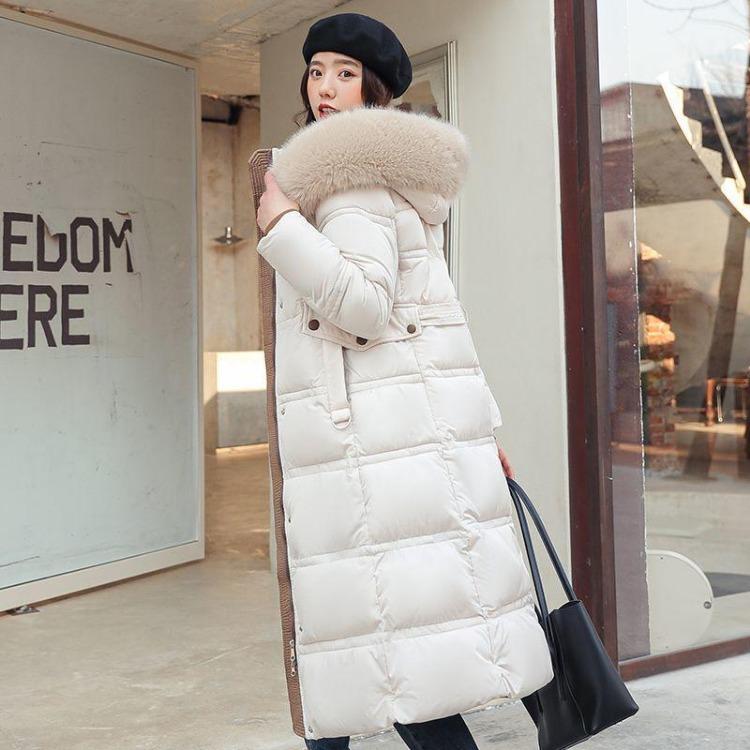 Warm Winter Fashion Jacket  Women Long Slimming Cotton Coat with Fur Collar Thickened