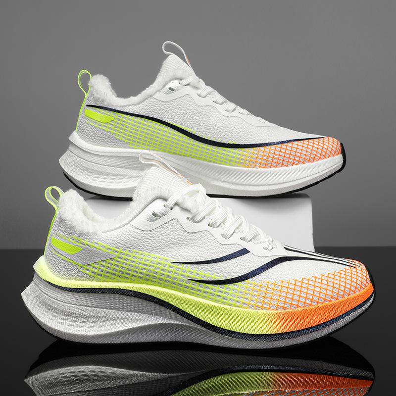 Fleece Thickened Carbon Plate Running Shoes Shock Absorption Men's Students Special Running