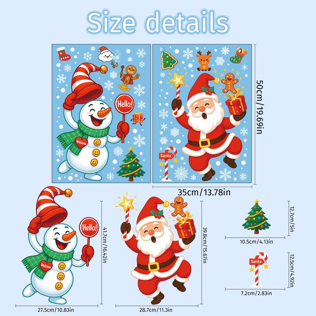 Window Holiday Stickers With Pvc Snowflakes Penguins And Santa Christmas For