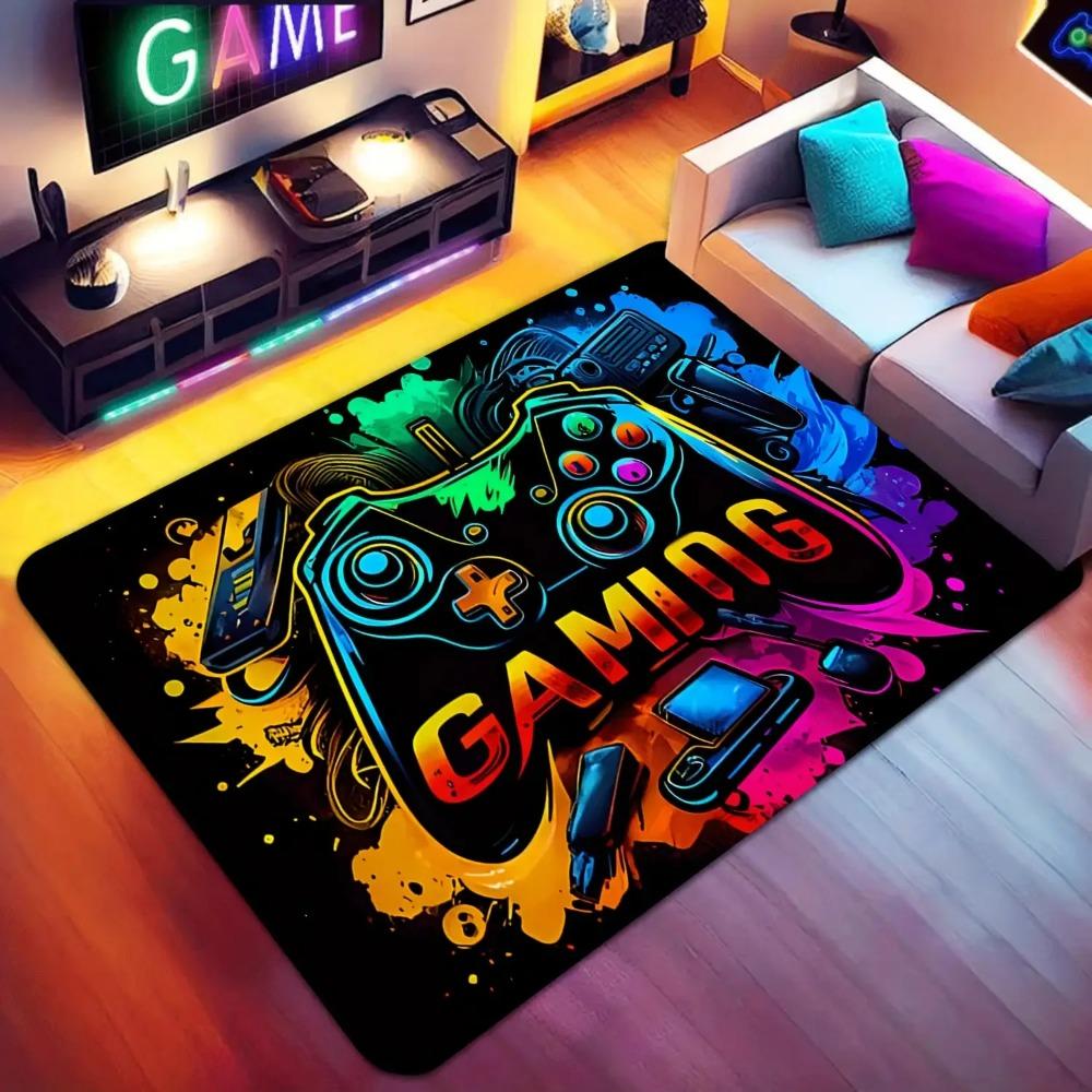 Game Controller Print Welcome Doormat 2D Flat Print Non-Slip Floor Mat for Game Room Bedroom Living Room Kitchen Entryway Rug